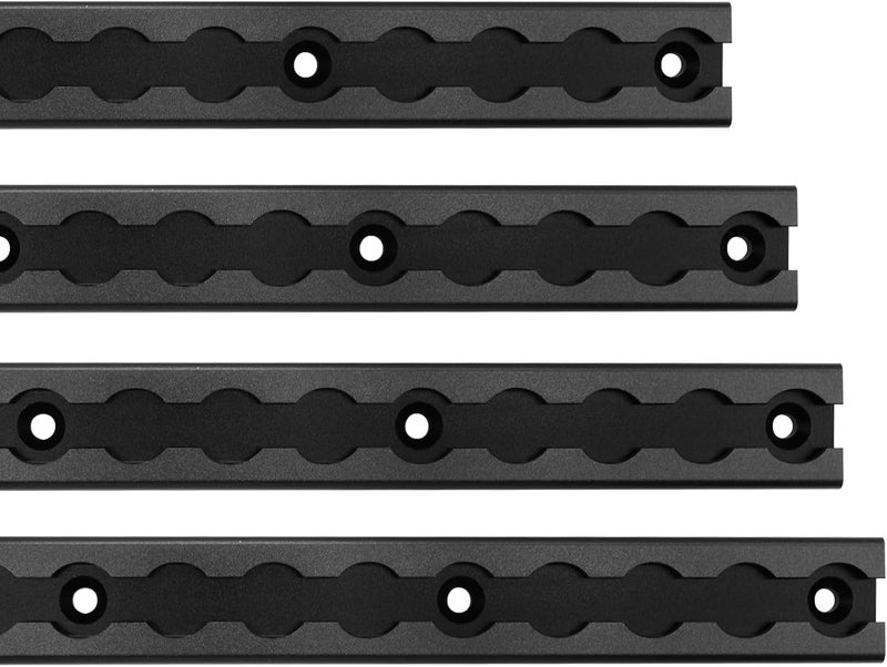 SALUINOKI 24" L-Track Rail Black 4 Pack, 2ft Aluminum Ltrack Rail for Truck and Trailer, Truck Bed Rail for Motorcycles, ATVs and Bikes - Image 1
